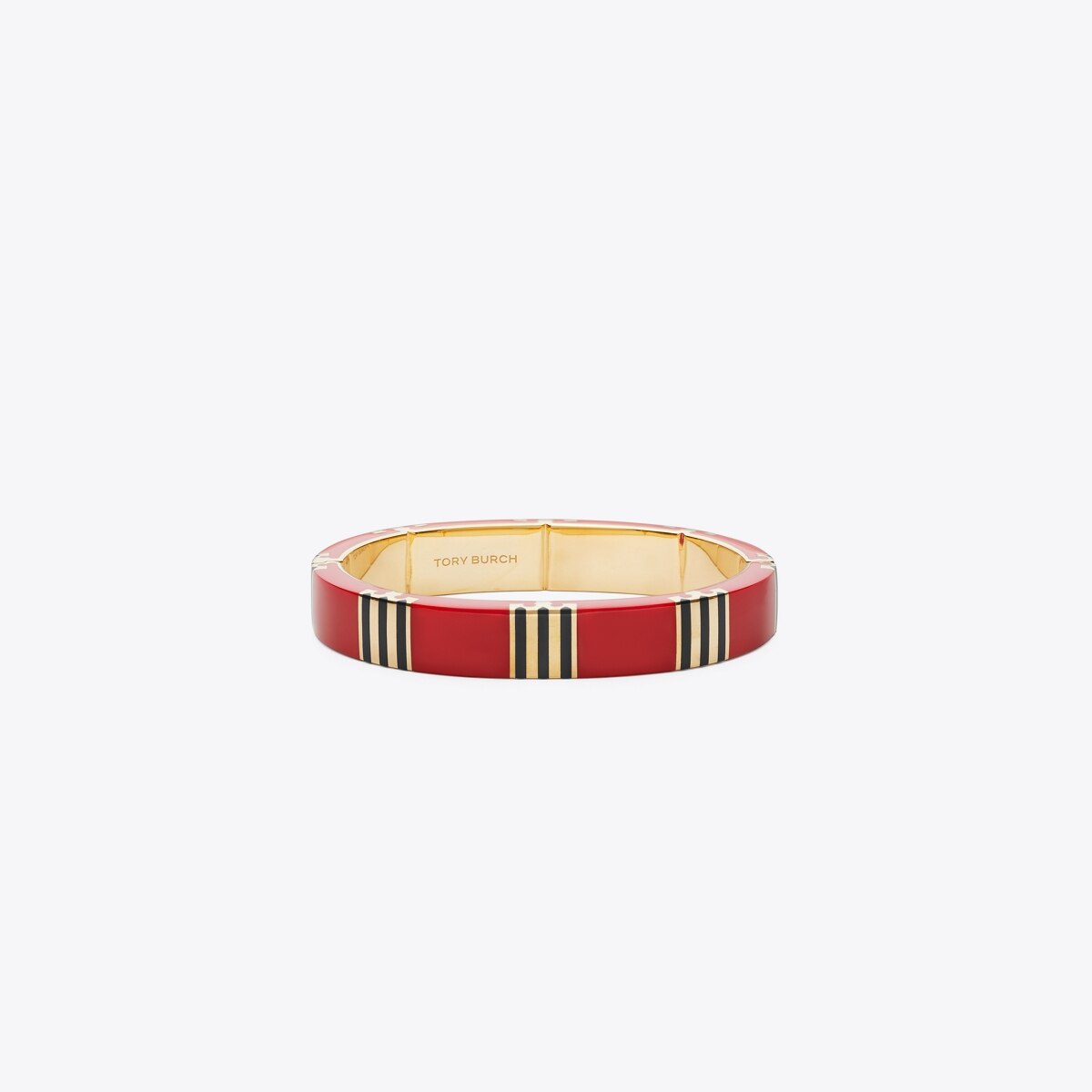 Tory Burch Kira Logo Monogram Red and Gold Bangle Bracelet Medium Medium Icon Bracelet: Women main image 4
