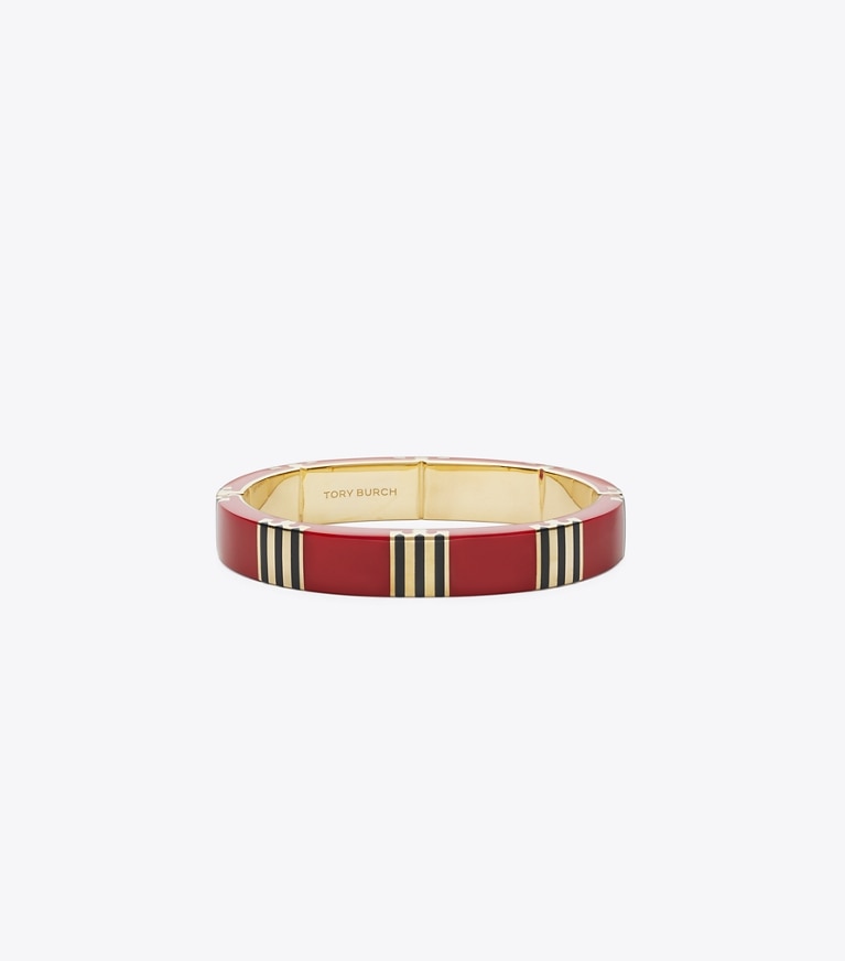 Tory Burch designer bracelets Icon Enamel Bracelet in Tory Gold / Red / Navy front