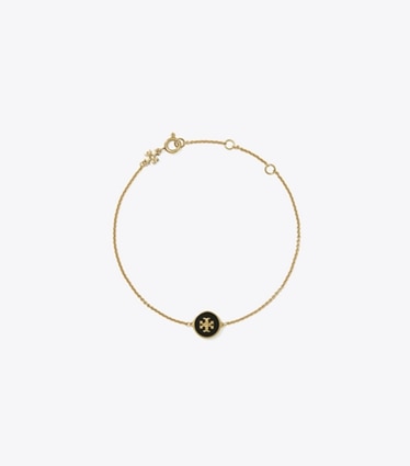 Tory Burch designer ブレスレット キラ エナメル チェーン ブレスレット in Tory Gold / Black front
