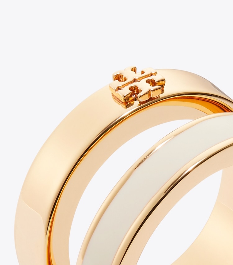 Tory Burch designer リング アイコン エナメル ダブルリング in Tory Gold / New Ivory ディテール
