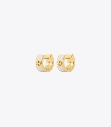Small Icon T Monogram Hoop Earrings: Women's Designer Earrings