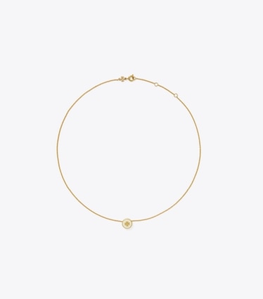 Tory Burch designer necklaces Icon Enamel Pendant Necklace in Tory Gold / New Ivory front