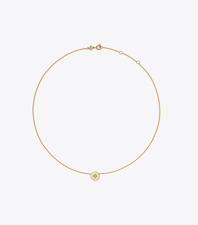 Tory Burch designer ネックレス キラ エナメル ペンダント ネックレス in Tory Gold / New Ivory front