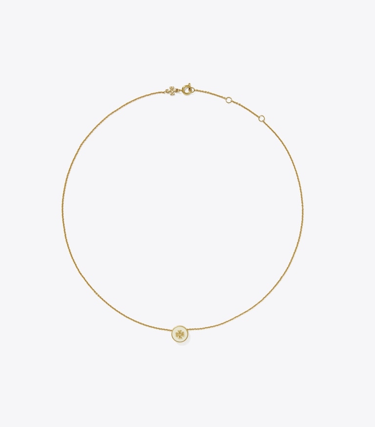 Tory Burch designer ネックレス キラ エナメル ペンダント ネックレス in Tory Gold / New Ivory front
