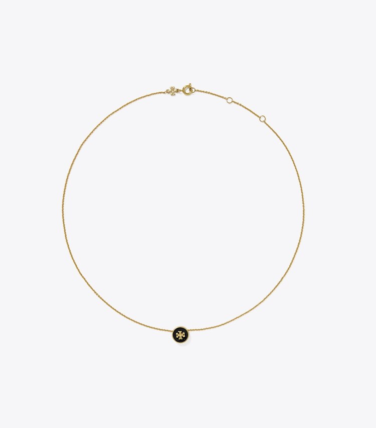 Tory Burch designer necklaces Icon Enamel Pendant Necklace in Tory Gold / Black front