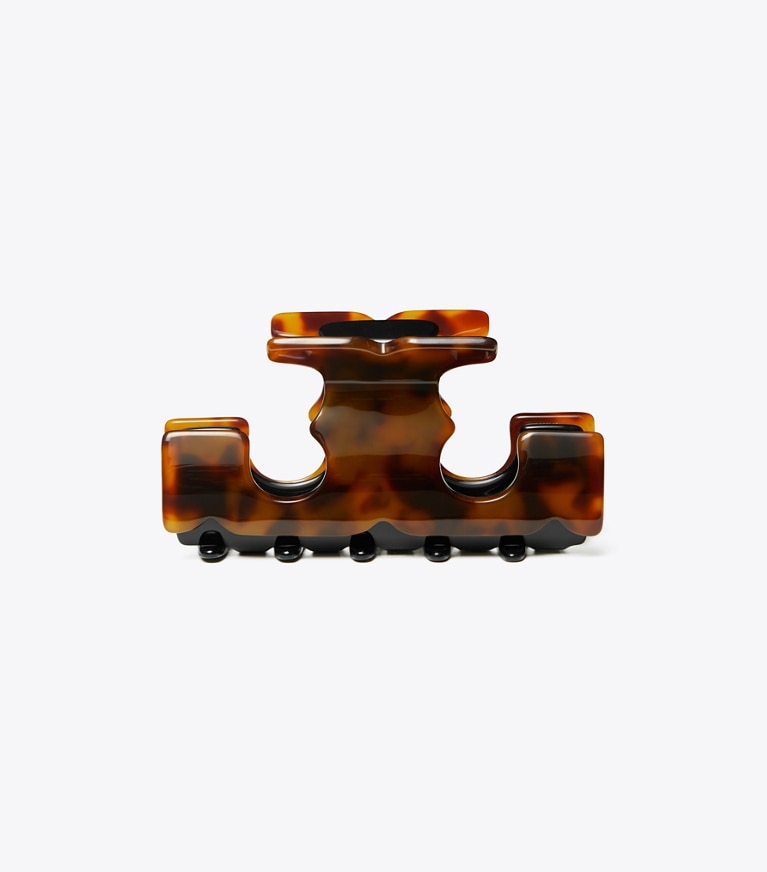 Tory Burch designer hair pins Icon Hair Clip in Tortoise front