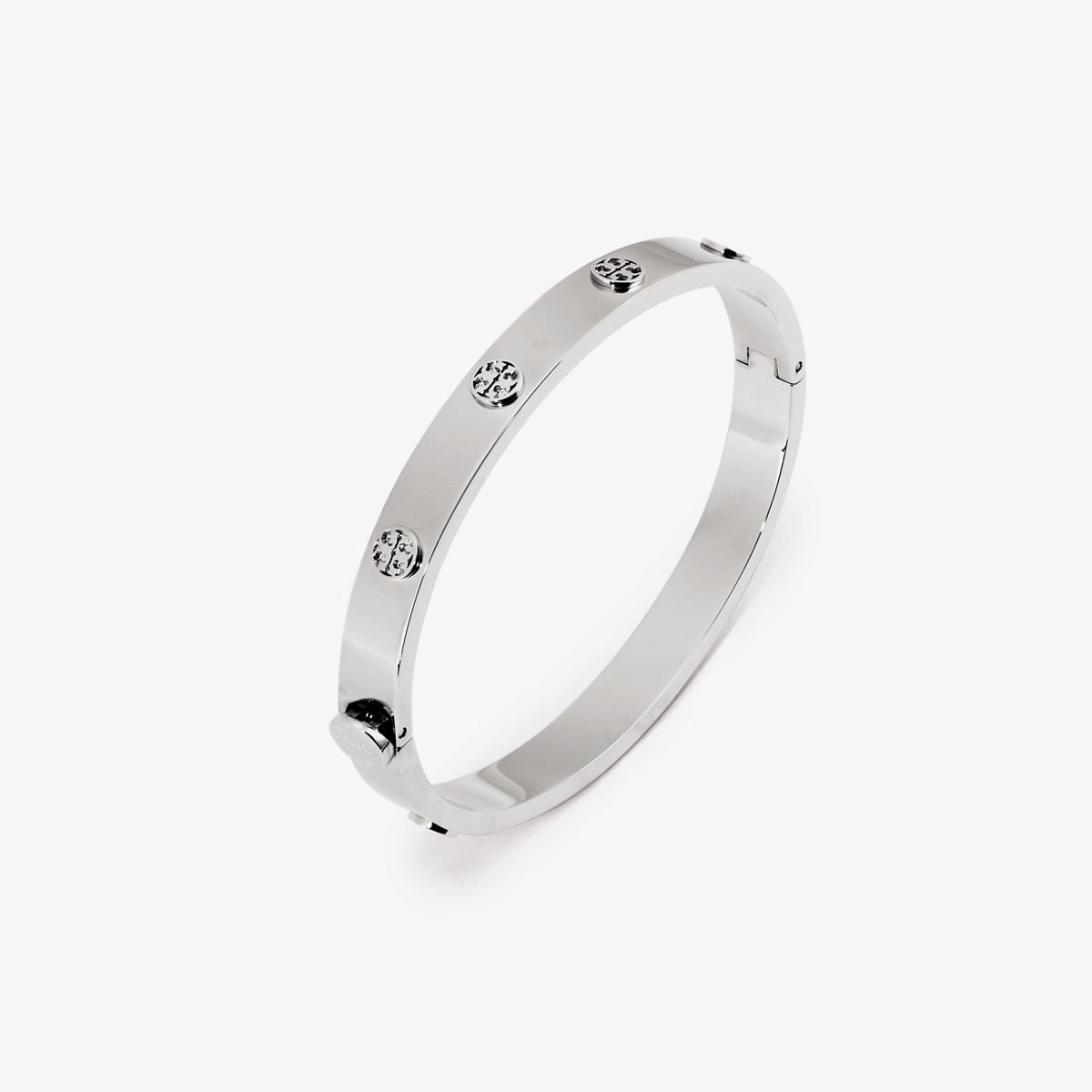 Tory Burch Silver Crystal Logo Hinged Bracelet TORY BURCH DOUBLE T LOGO CRYSTAL SHINING BRACELET main image 2