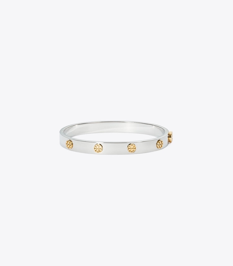 Tory Burch designer bracelets Icon Hinge Bracelet in Tory Silver / Tory Gold front