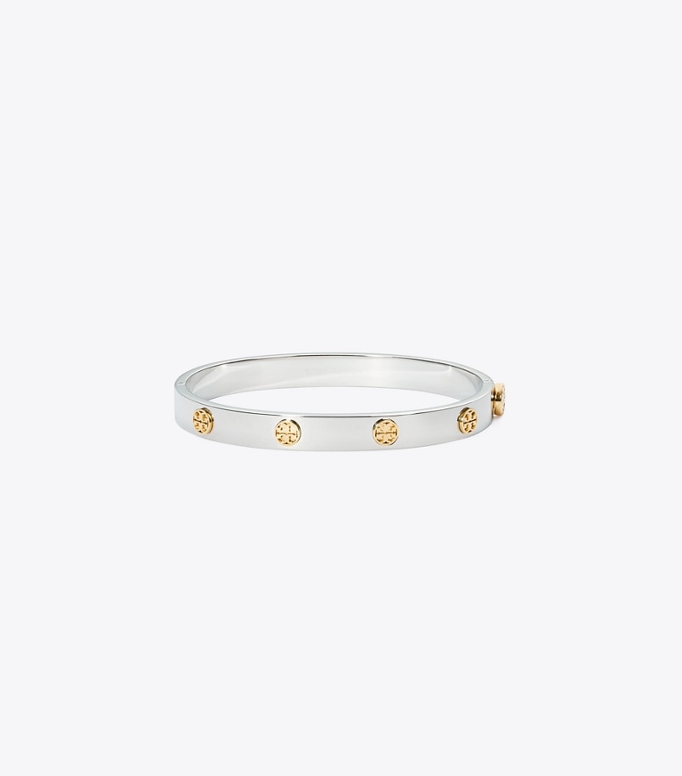 Tory Burch designer bracelets Icon Hinge Bracelet in Tory Silver / Tory Gold front
