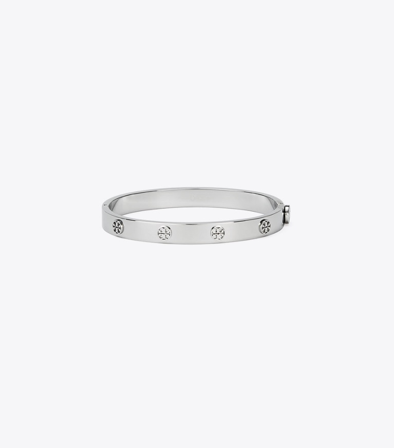 Tory Burch designer bracelets Icon Hinge Bracelet in Tory Silver front
