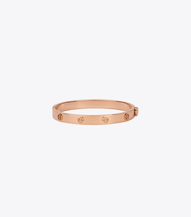 Tory Burch designer bracelets Icon Hinge Bracelet in Rose Gold front