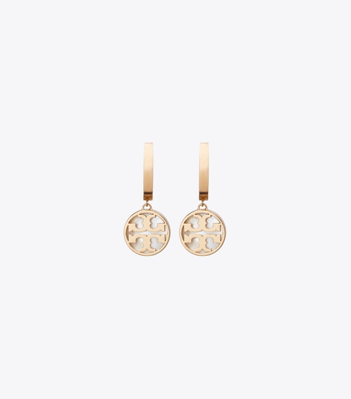 Tory Burch designer イヤリング&ピアス アイコン ハギー フープピアス in Tory Gold / Mother of Pearl front