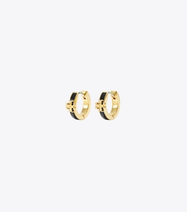 Tory Burch designer ohrringe Icon Huggie Ohrring mit Emaille in Tory Gold / Black front