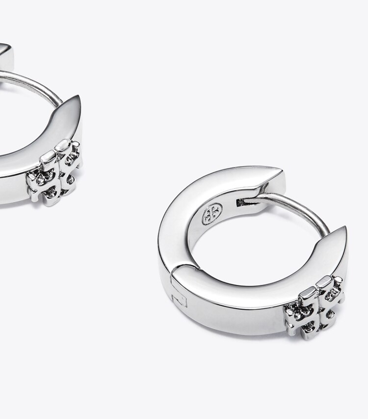 Tory Burch designer ohrringe Icon Huggie Ohrringe in Tory Silver detail