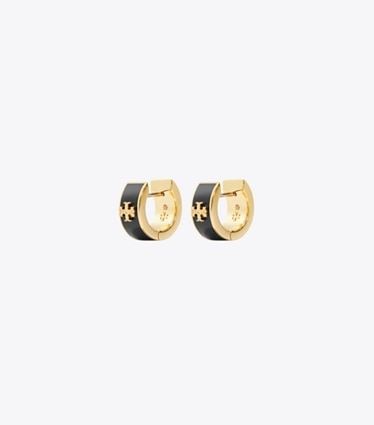Tory Burch designer ohrringe Icon Huggie Ohrringe in Tory Gold / Black front