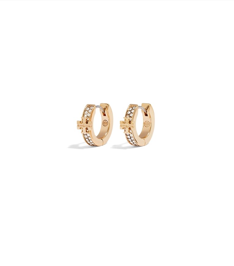 Tory Burch designer ohrringe Icon Huggie Pavé-Ohrringe in Tory Gold / Crystal additional