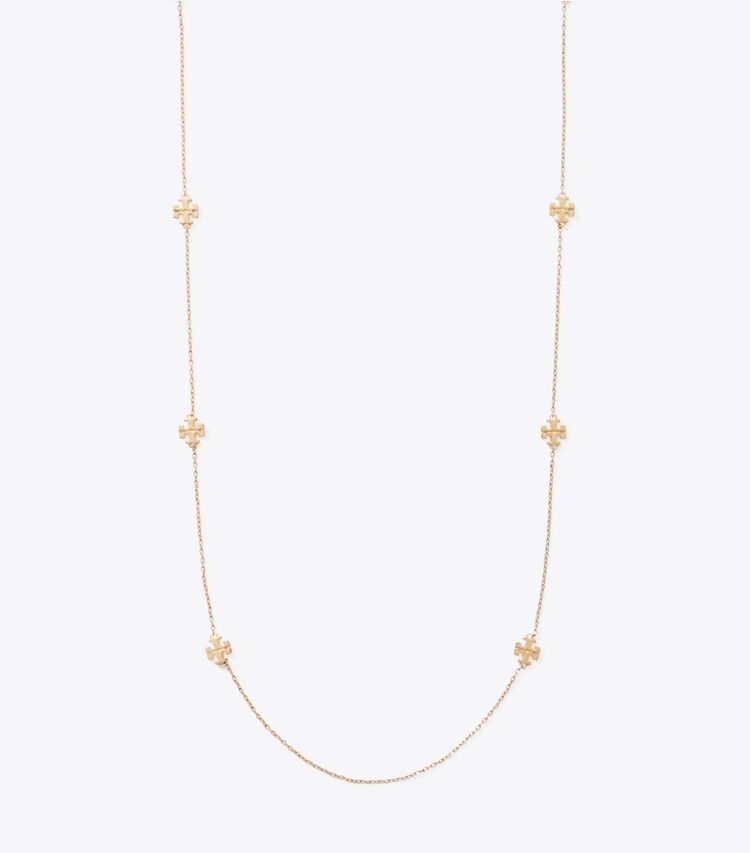 Tory Burch designer necklaces Icon Long Necklace in Tory Gold front