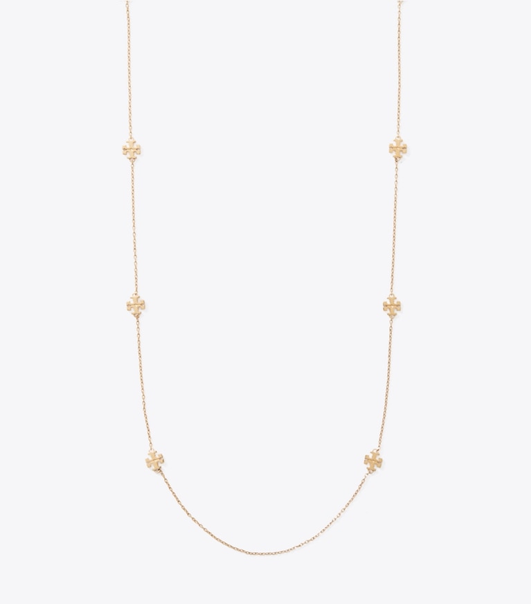 Tory Burch designer necklaces Icon Long Necklace in Tory Gold front
