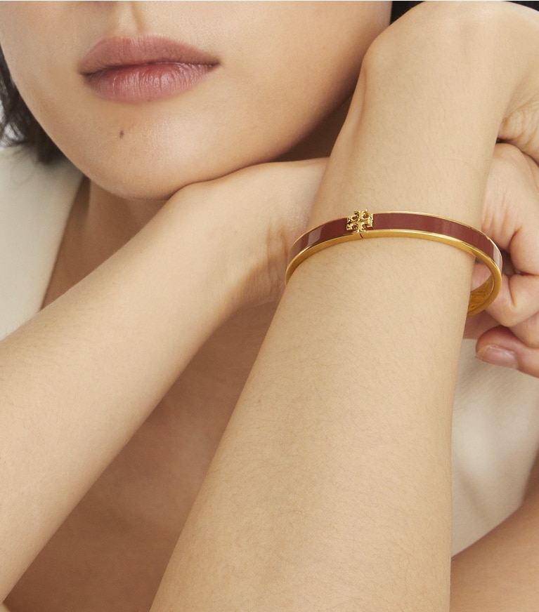 Tory Burch designer bracelets Icon Medium Enamel Bracelet in Tory Gold / New Ivory front