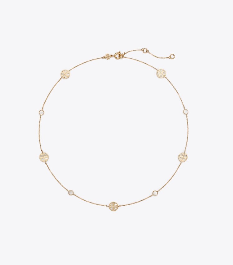Tory Burch designer necklaces Icon Mother Of Pearl Necklace in Tory Gold / Mother of Pearl front