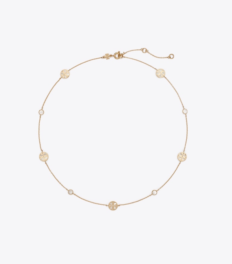 Tory Burch designer necklaces Icon Mother Of Pearl Necklace in Tory Gold / Mother of Pearl front