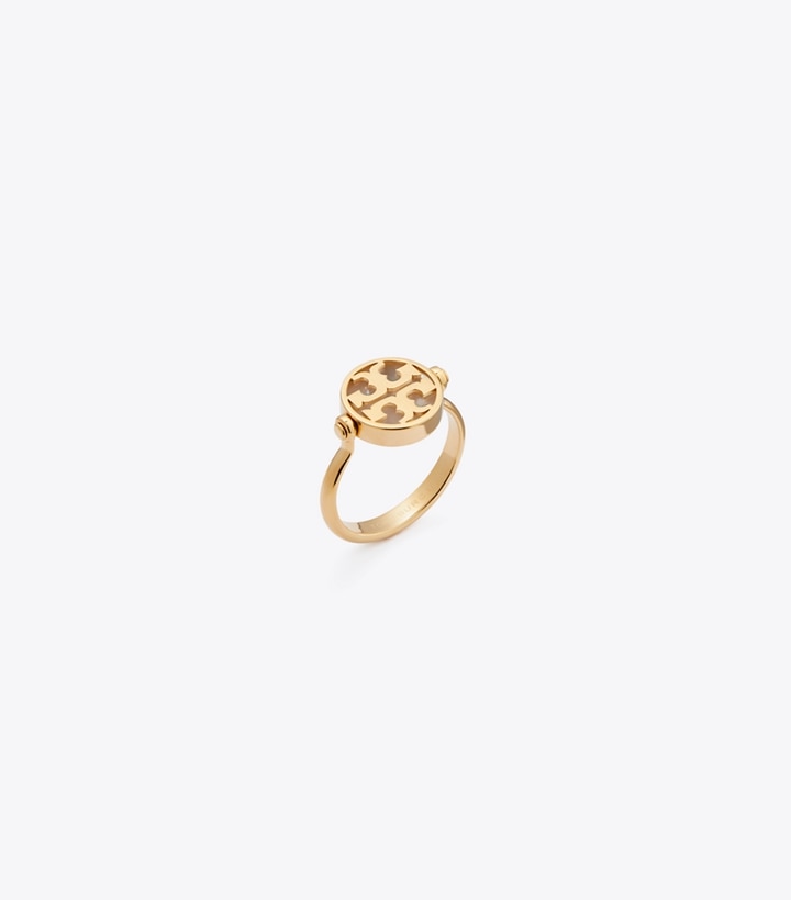 Tory Burch designer リング アイコン マザーオブパール リング in Tory Gold / Mother of Pearl angle