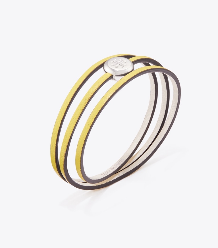Tory Burch designer bracelets Icon Multi-Strand Bracelet in Light Silver / Calendula detail