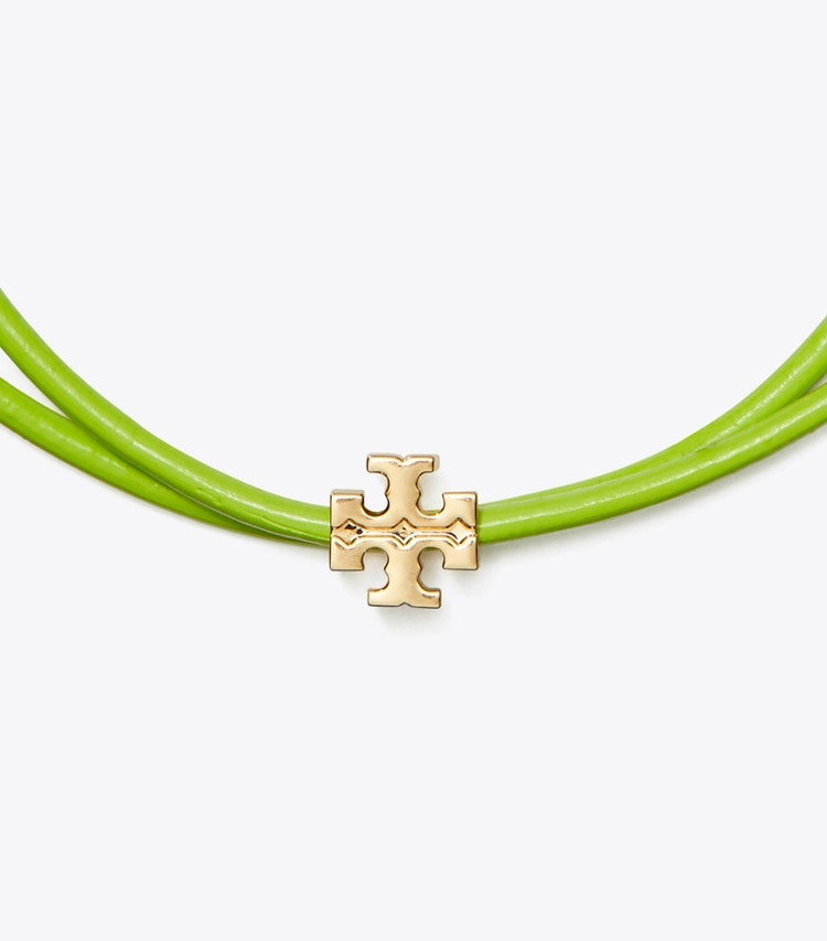 Tory Burch designer bracelets Icon Multi-Wrap Slider Bracelet in Tory Gold / Green detail