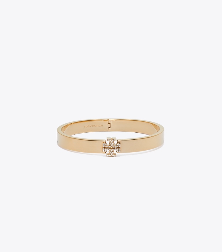 Tory Burch designer bracelets Icon Pavé Bracelet in Tory Gold / Crystal front