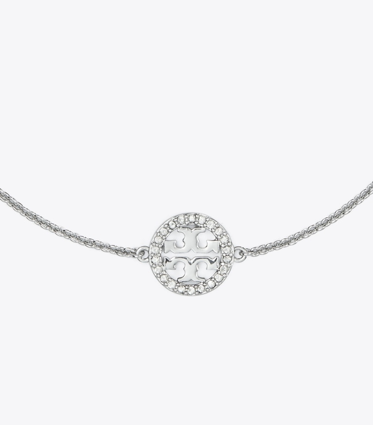 Tory Burch designer ブレスレット ミラーパヴェ チェーンブレスレット in Tory Silver / Crystal front