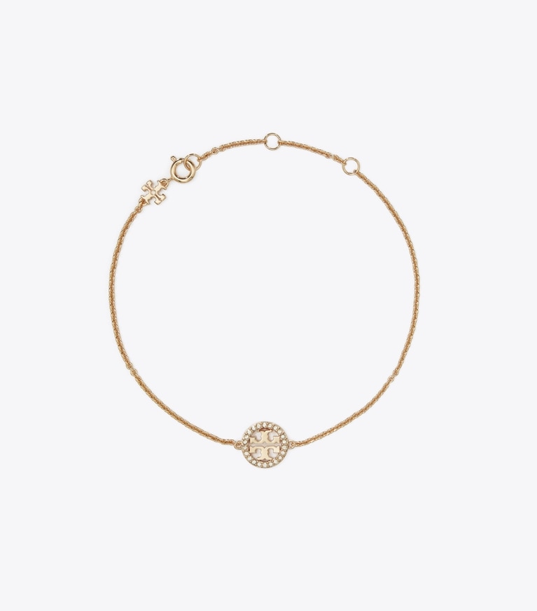 Tory Burch designer bracelets Icon Pavé Chain Bracelet in Rose Gold / Crystal front