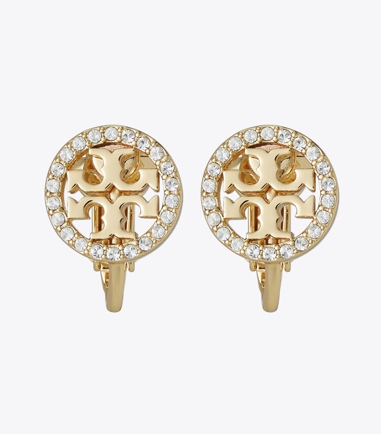 Tory Burch designer イヤリング＆ピアス ミラー パヴェ スタッズ クリップオンイヤリング in Tory Gold / Crystal ディテール