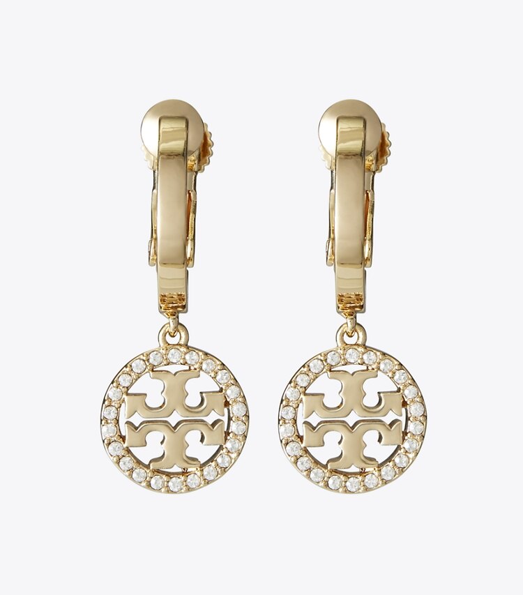 Tory Burch designer イヤリング＆ピアス ミラー パヴェ ハギーフープ クリップオンイヤリング in Tory Gold / Crystal ディテール
