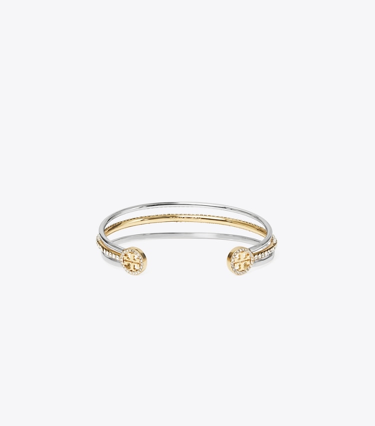 Tory Burch designer bracelets Icon Pavé Cuff in Tory Silver / Tory Gold / Crystal additional