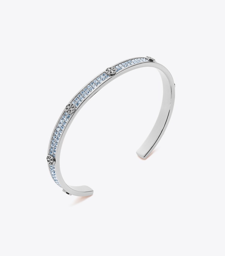 Tory Burch designer armbänder Icon Pavé Cuff in Tory Silver / Blue detail