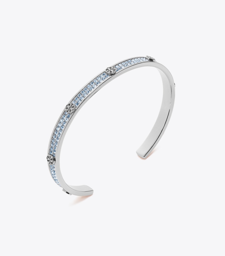 Tory Burch designer armbänder Icon Pavé Cuff in Tory Silver / Blue detail