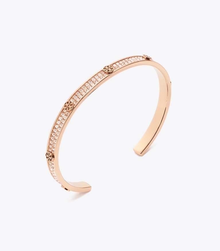 Tory Burch designer bracelets Icon Pavé Cuff in Rose Gold / Pink front