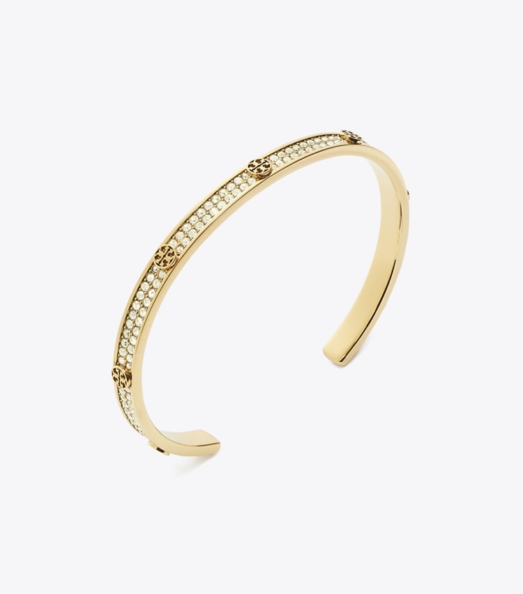Tory Burch designer bracelets Icon Pavé Cuff in Tory Gold / Crystal detail