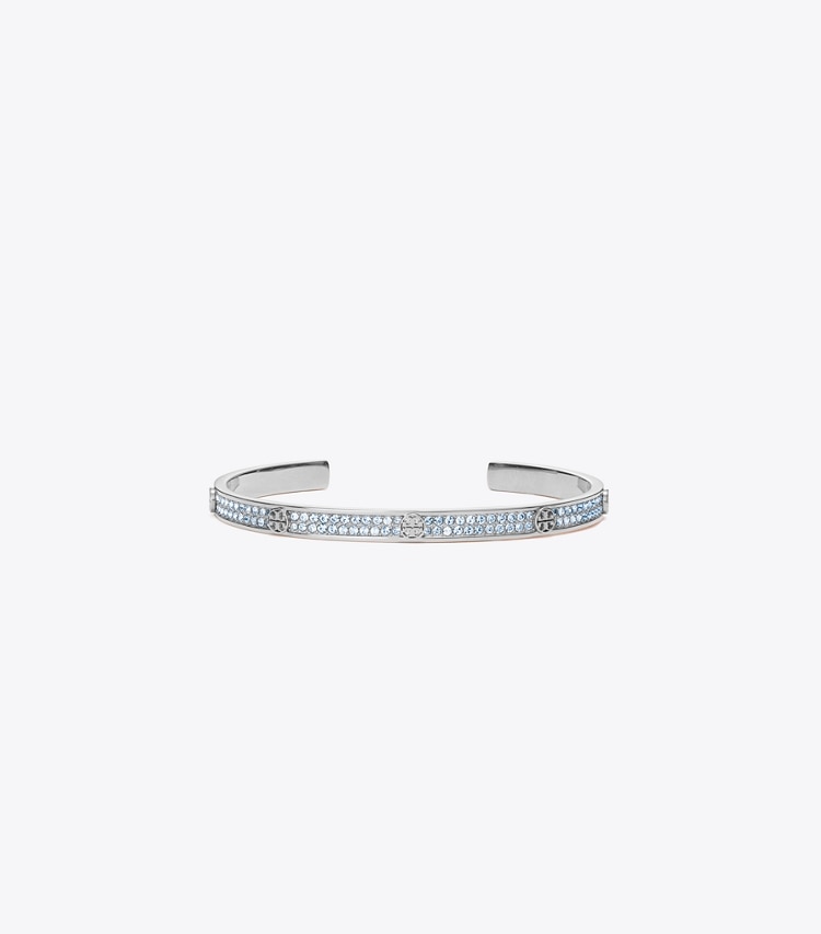 Tory Burch designer armbänder Icon Pavé Cuff in Tory Silver / Blue front