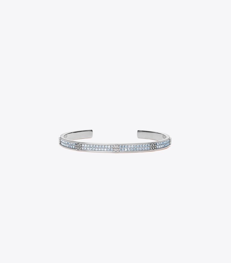 Tory Burch designer armbänder Icon Pavé Cuff in Tory Silver / Blue front