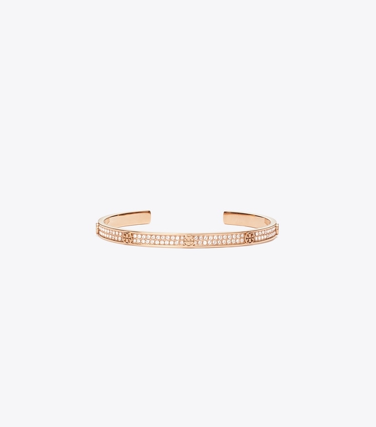 Tory Burch designer bracelets Icon Pavé Cuff in Rose Gold / Pink front