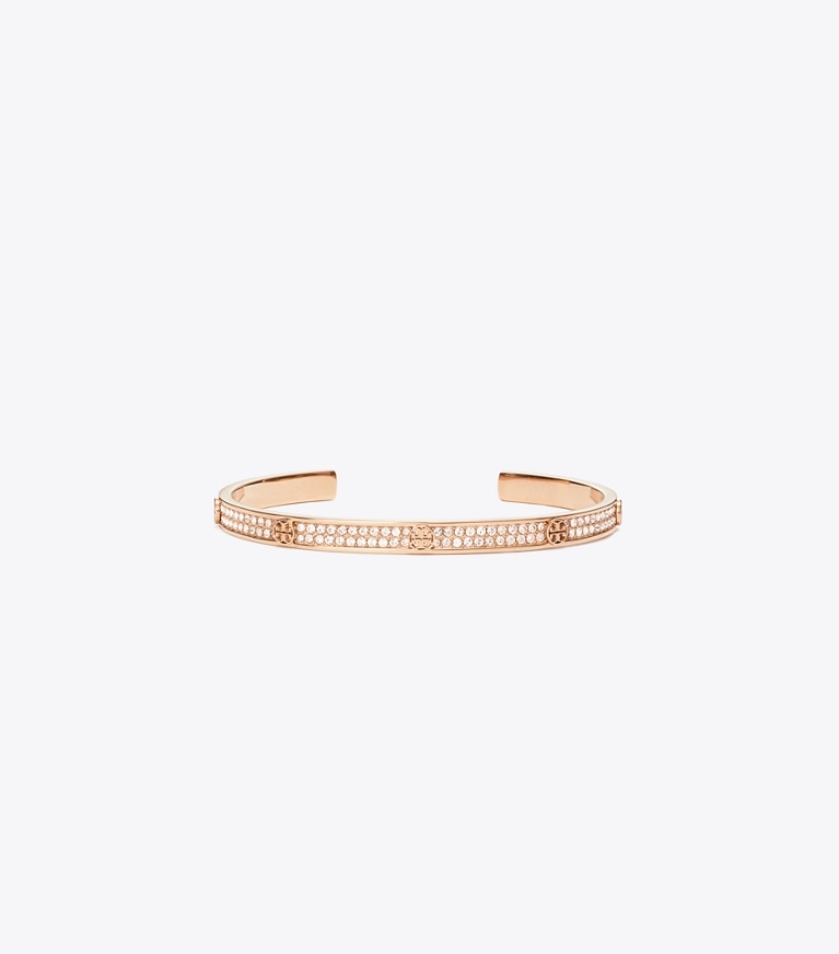 Tory Burch designer bracelets Icon Pavé Cuff in Rose Gold / Pink front