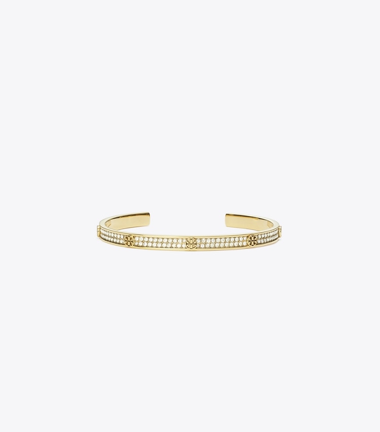 Tory Burch designer bracelets Icon Pavé Cuff in Tory Gold / Crystal front