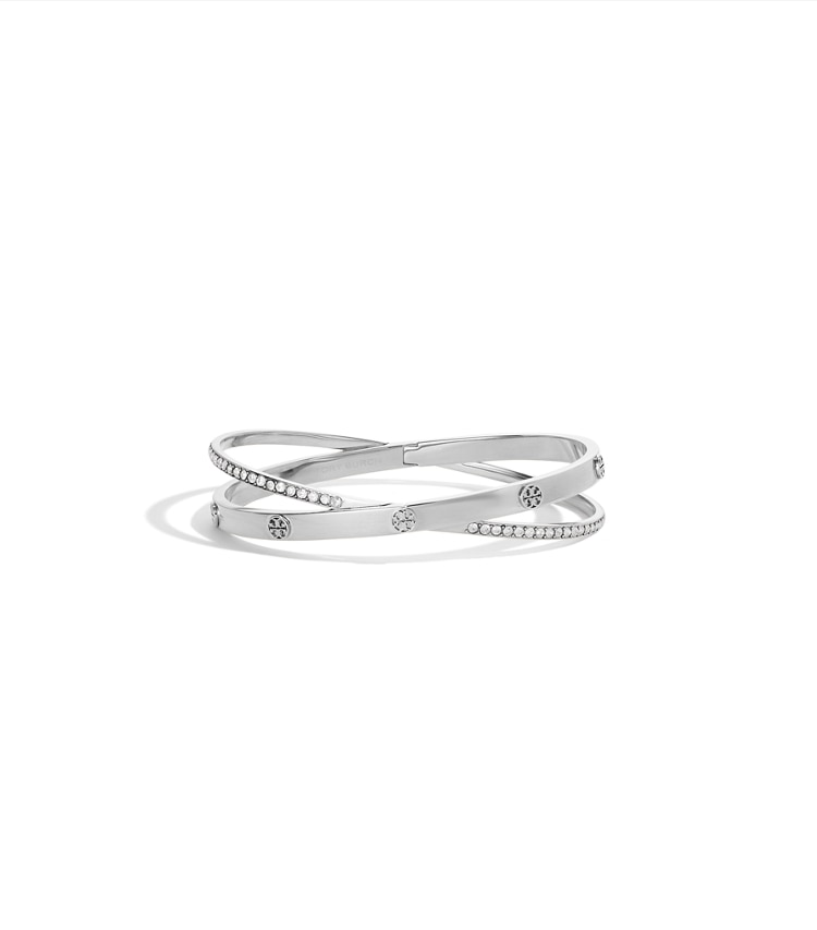 Tory Burch designer bracelets Icon Pavé Double Bracelet in Tory Silver / Crystal additional