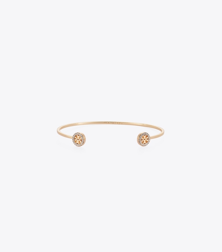 Tory Burch designer bracelets Icon Pavé Flex Cuff in Tory Gold / Crystal front