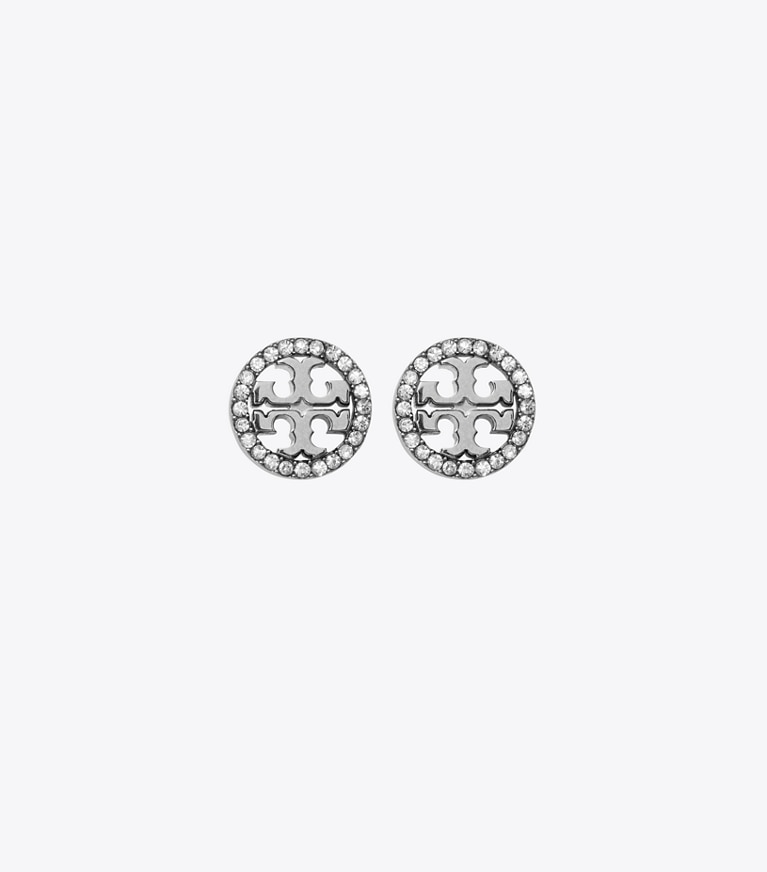Tory Burch designer schmuckkästchen Icon Pavé-Halskette und Ohrringe im Geschenkset in Tory Silver / Crystal detail