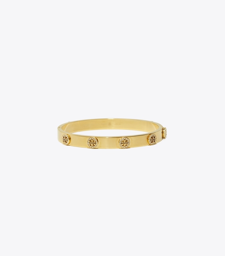 Tory Burch designer bracelets Icon Pavé Hinge Bracelet in Tory Gold / Crystal front