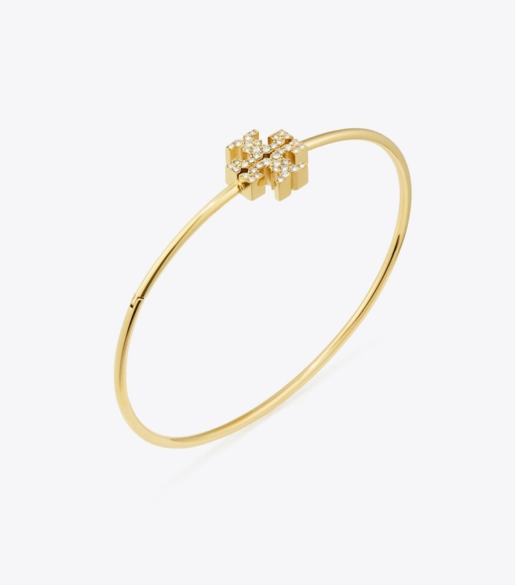 Tory Burch designer bracelets Icon Pavé Hinged Cuff in Tory Gold / Crystal detail