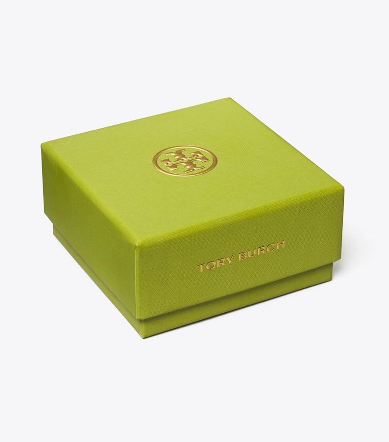 Tory Burch designer ジュエリーボックス ミラー パヴェ ネックレス＆ピアス　ギフトセット in Tory Gold / Crystal front