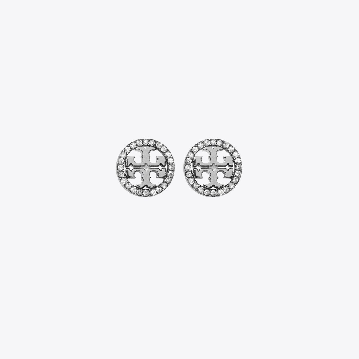 Icon Pavé Necklace and Earring Set: Women Tory Burch Ivon Pave Silver Logo bracelet & Miller Earrings with Green Pouches main image 1